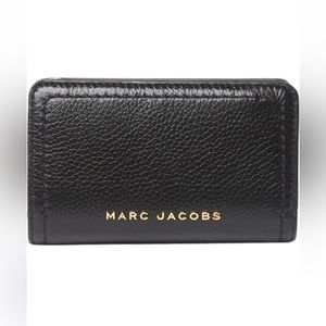 NWT Marc Jacob Topstitch Compact Zip Wallet in Black